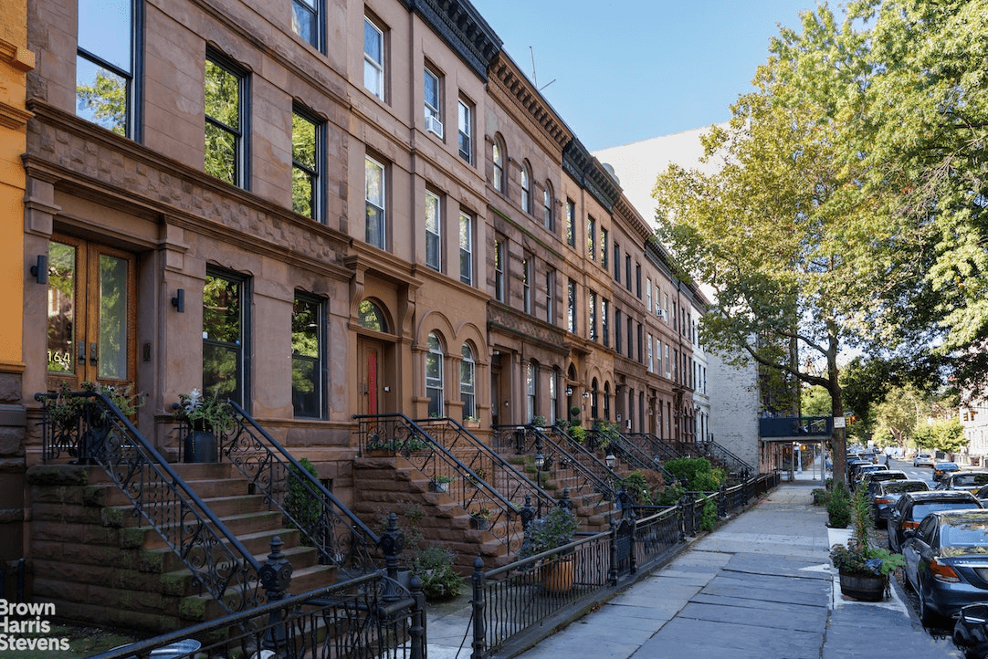 street view of brownstone row