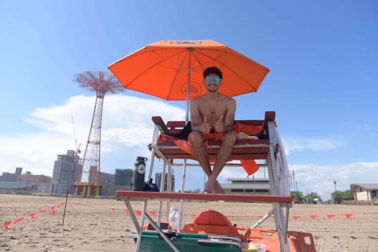a lifeguard on duty in coney island