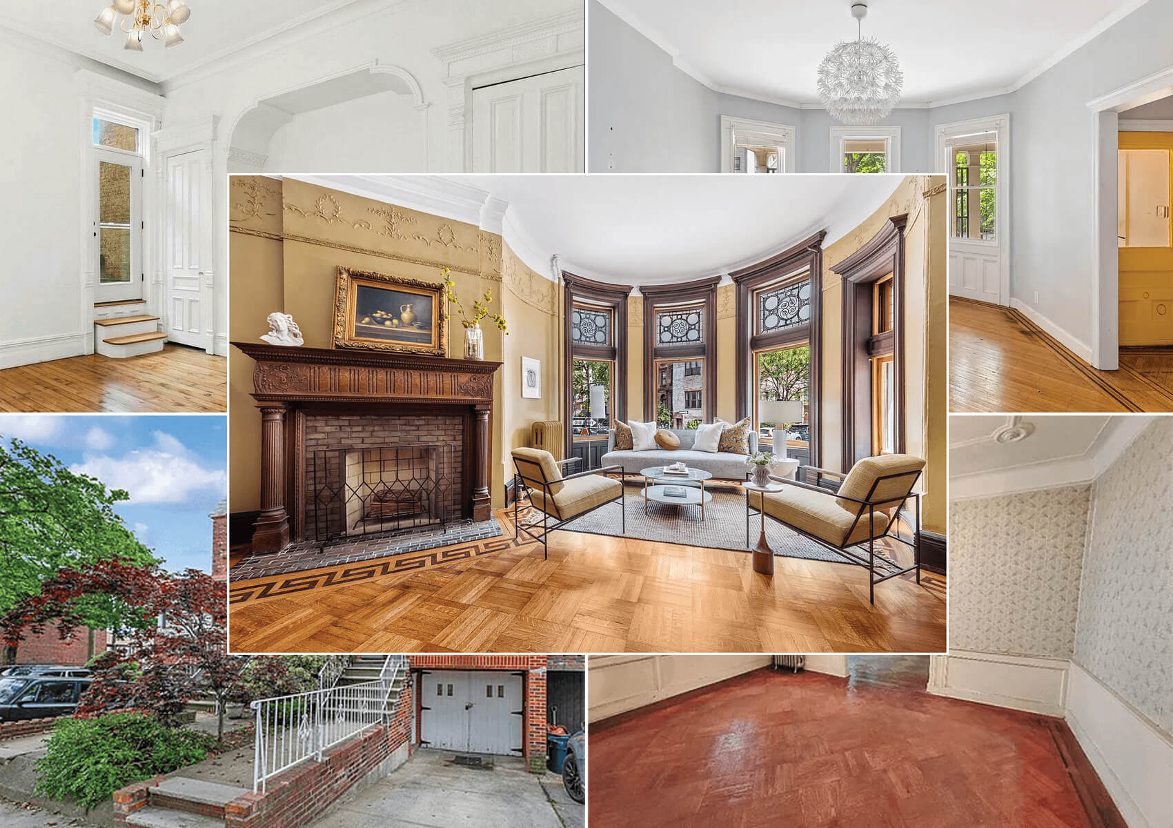 brooklyn listings - a collage of interiors and exteriors of brooklyn houses for sale