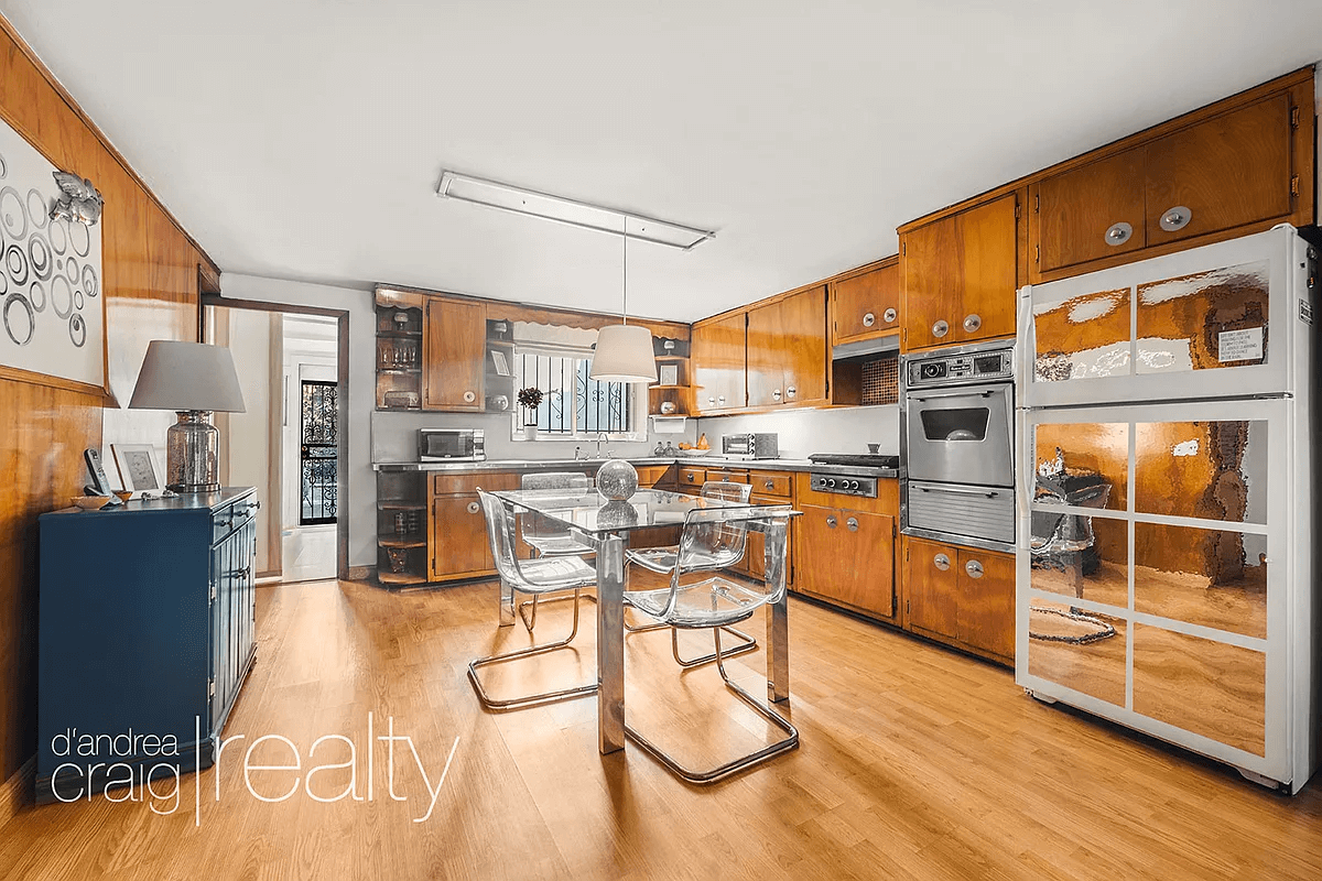 vintage kitchen with wood cabinets