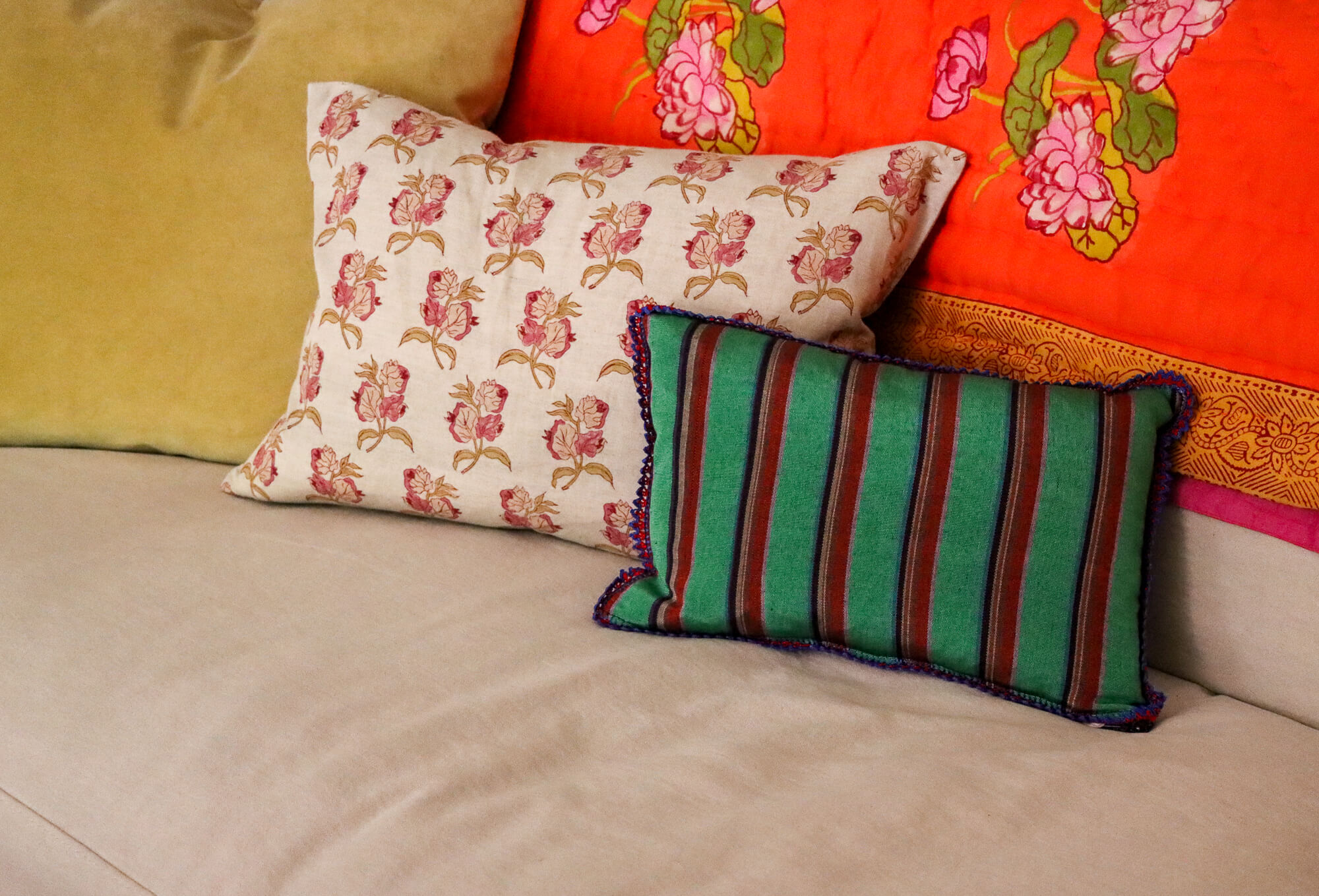 pillows on a sofa