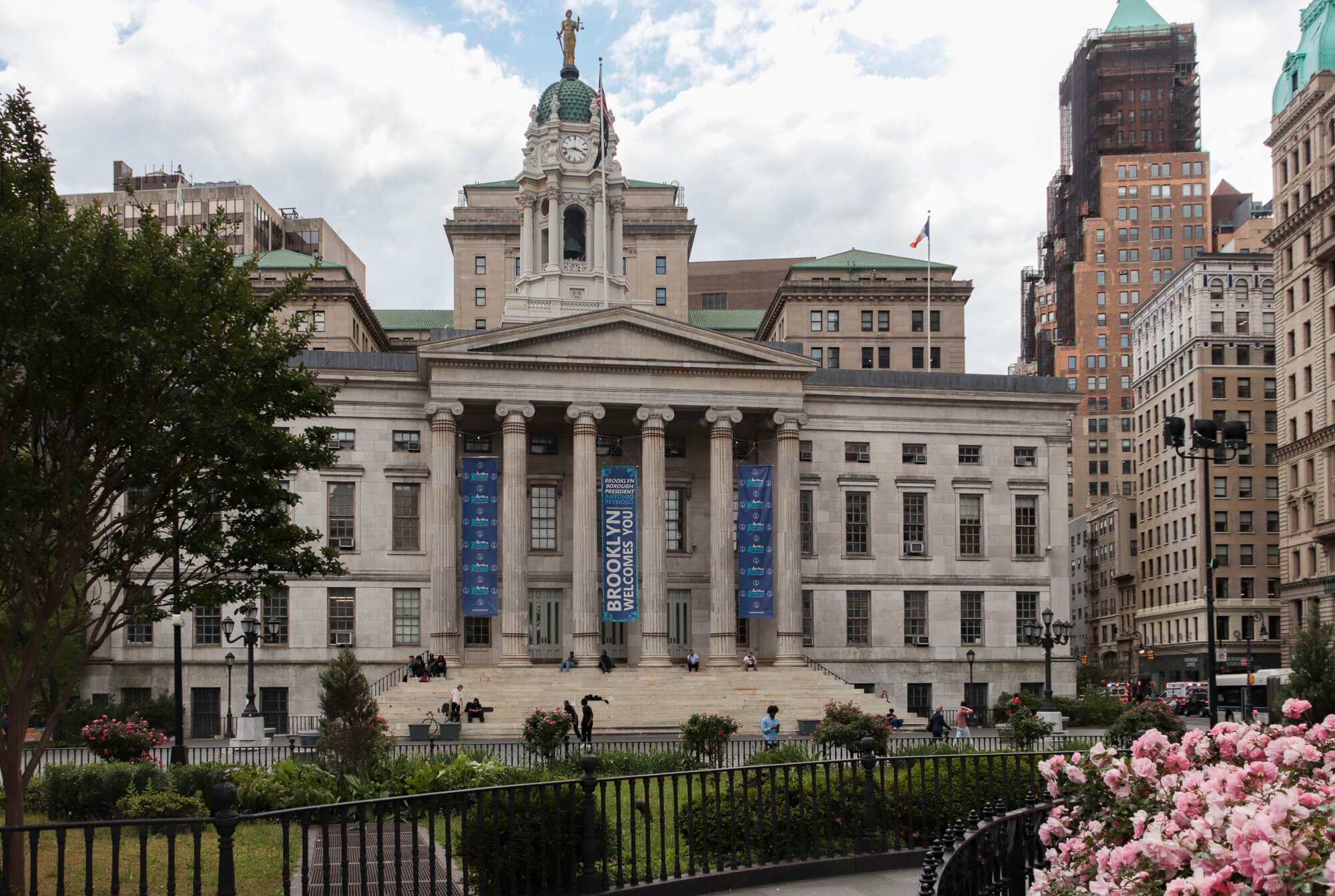 roses blooming near brooklyn borough hall