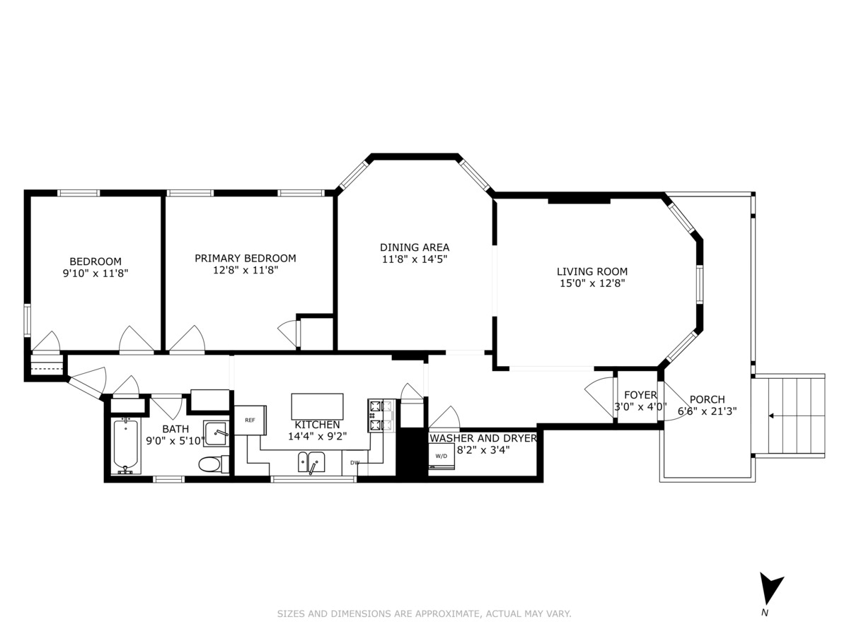 floorplan with living room at front and bedrooms at rear