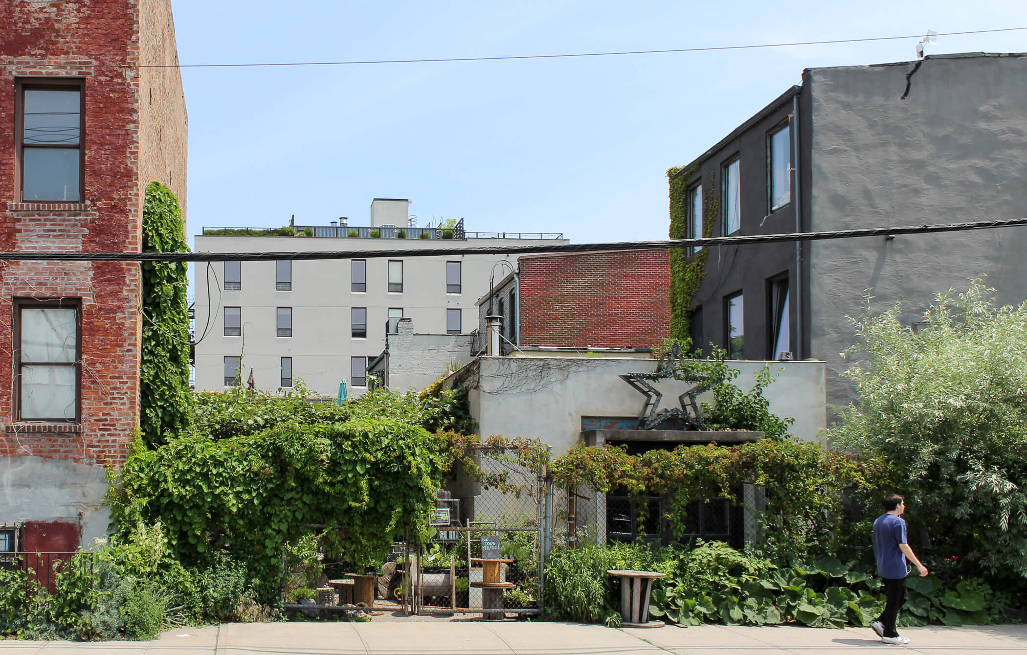 gowanus nursery closing. person walks past the exterior