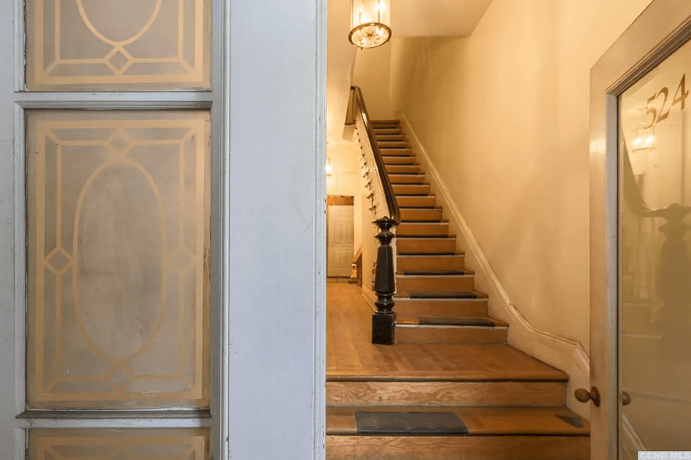 inside stair with 19th century newel post
