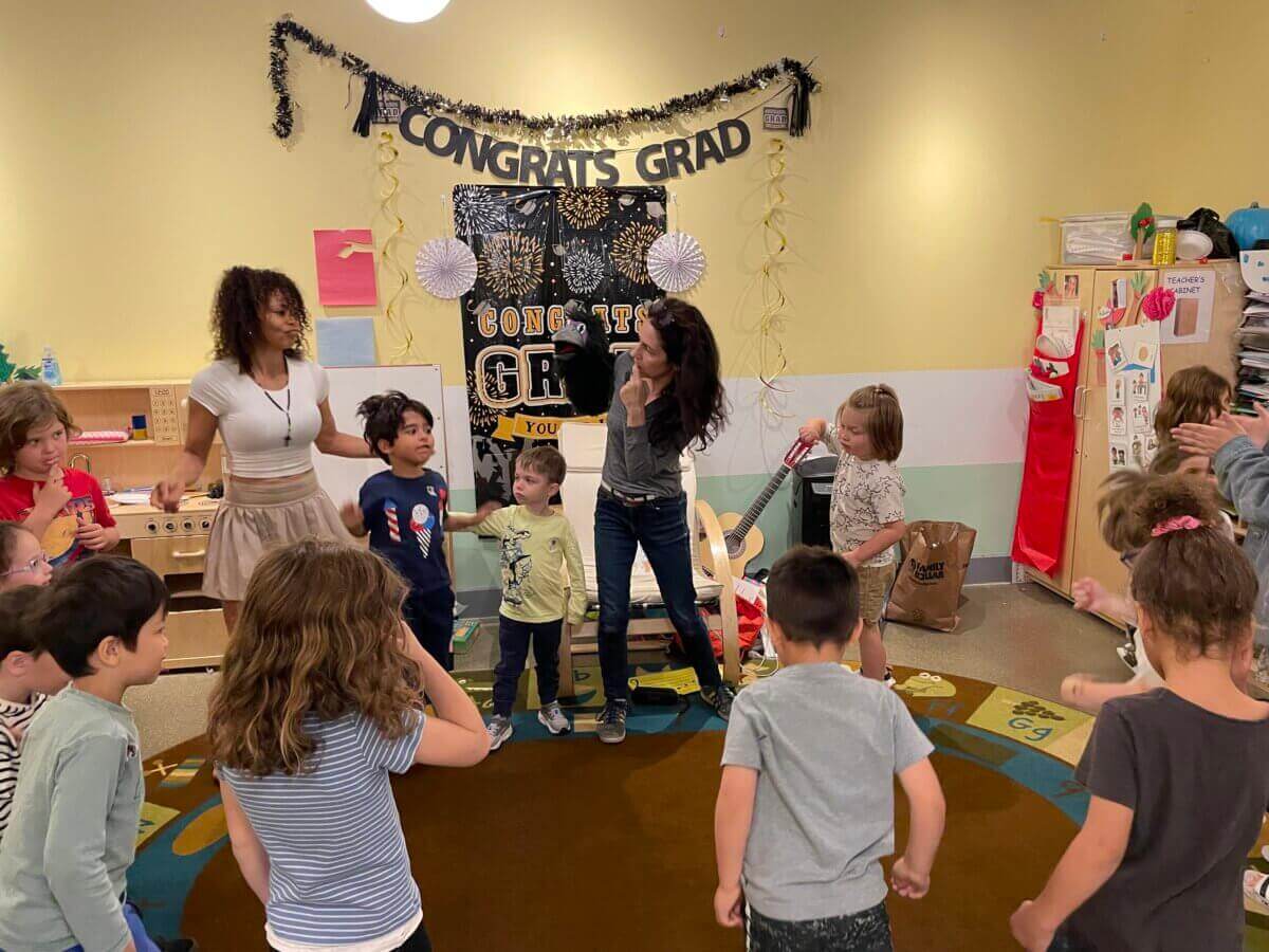 children in a music class