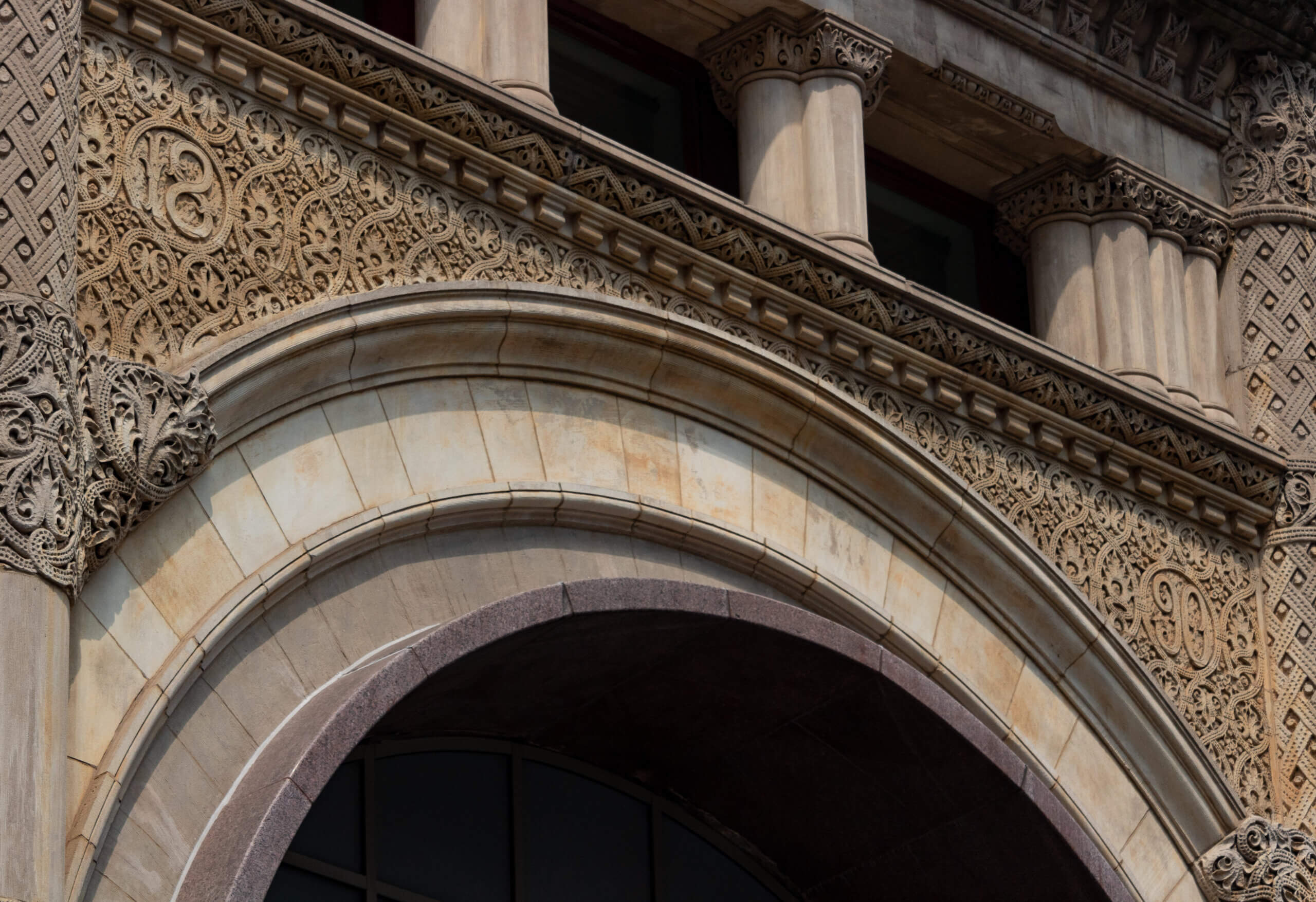 ornamentation on the building includes the date 1890