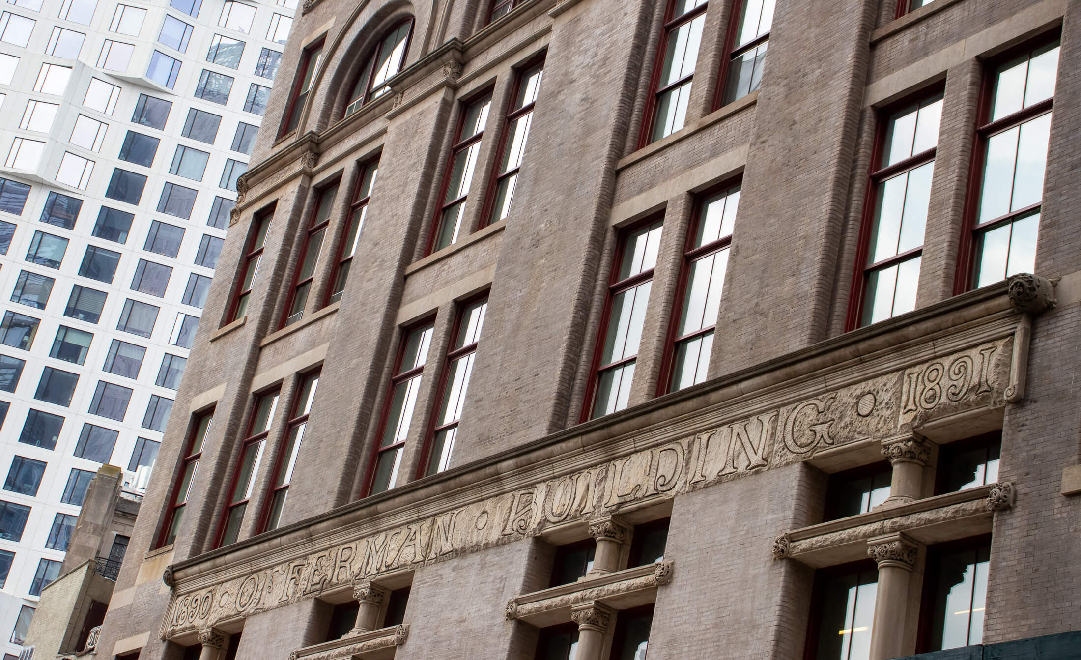 ornamention on the building includes 1890 "The Offerman Building 1891" 