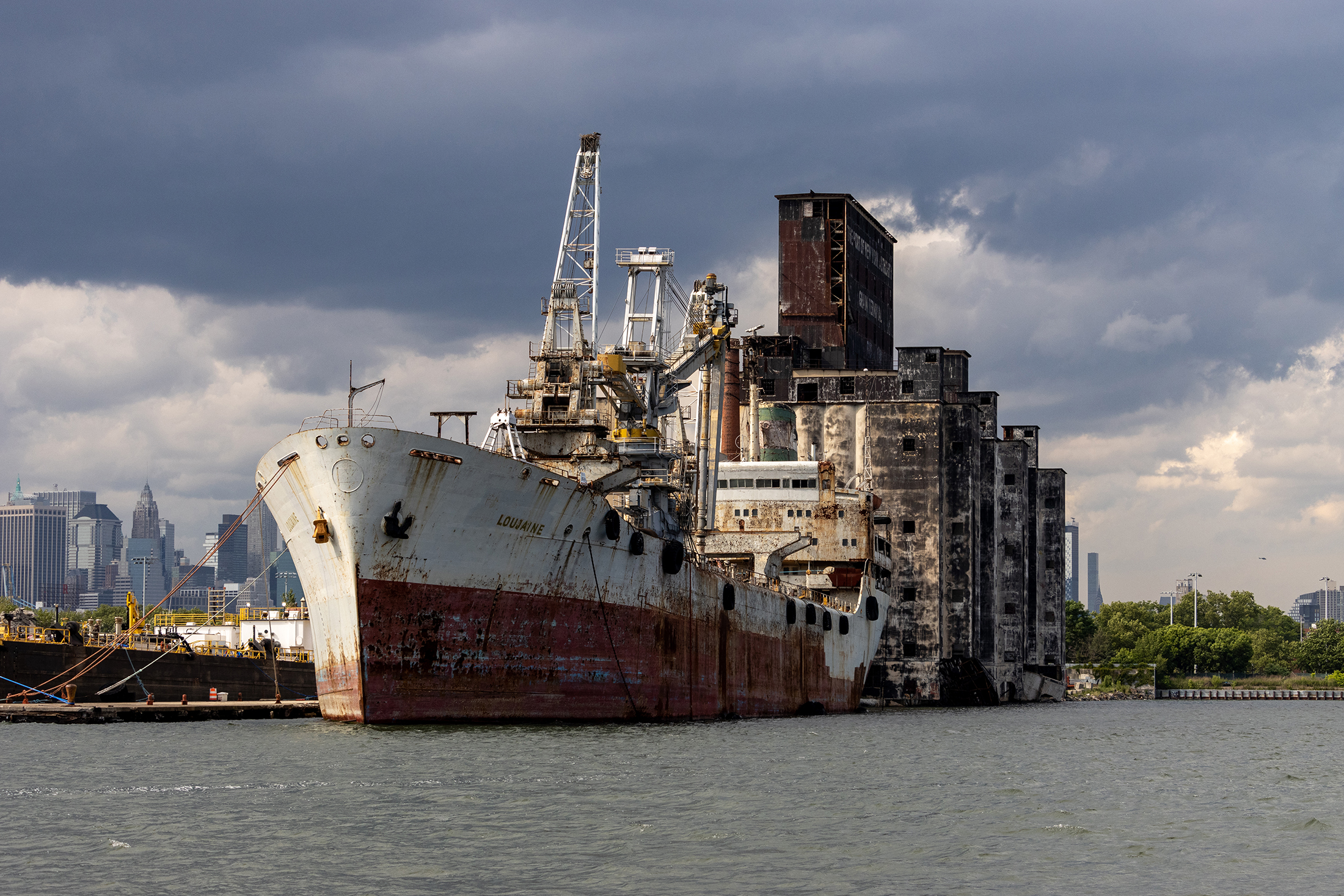 a waterfront view of the red hook grain terminal