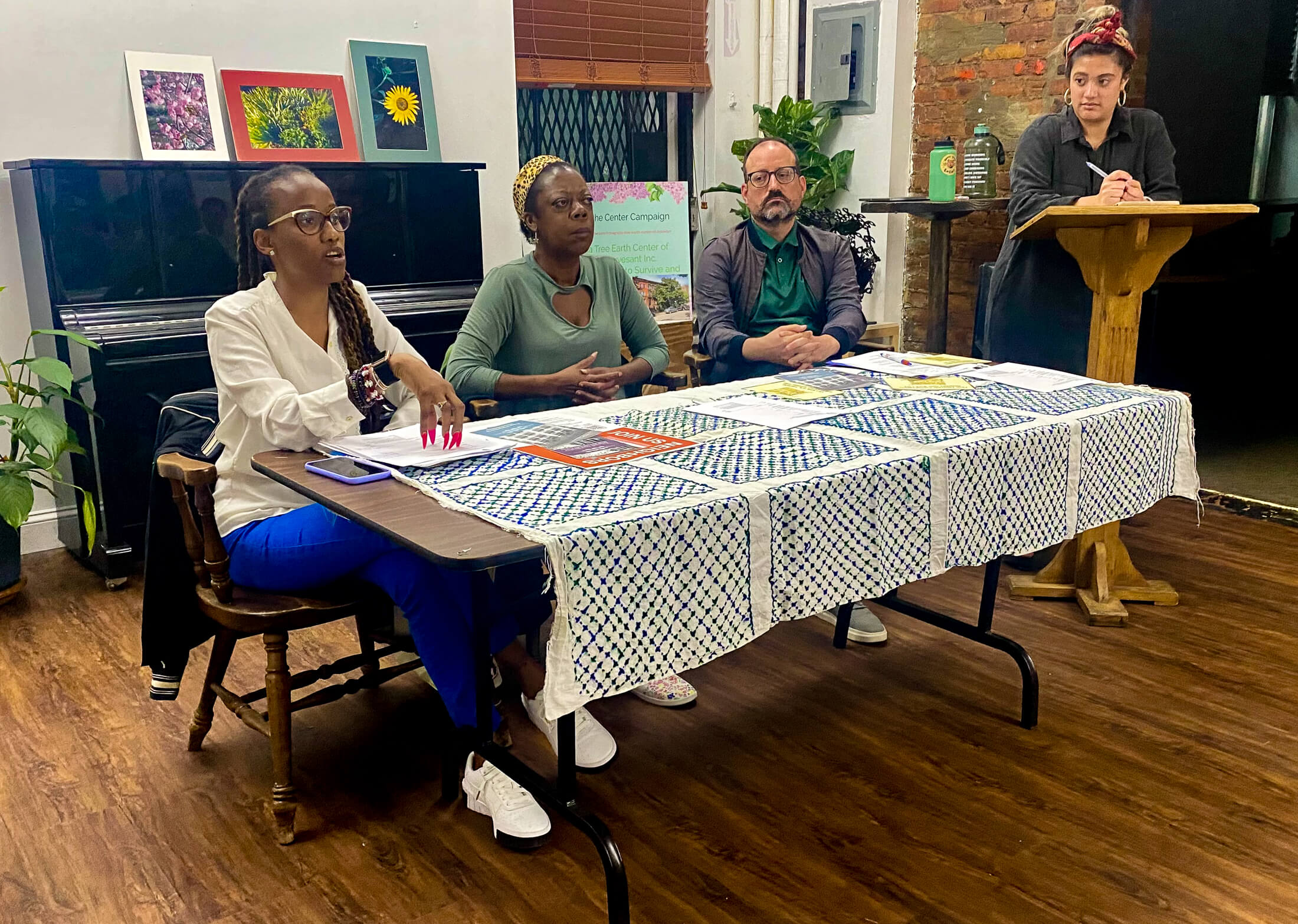 meeting speakers at a table