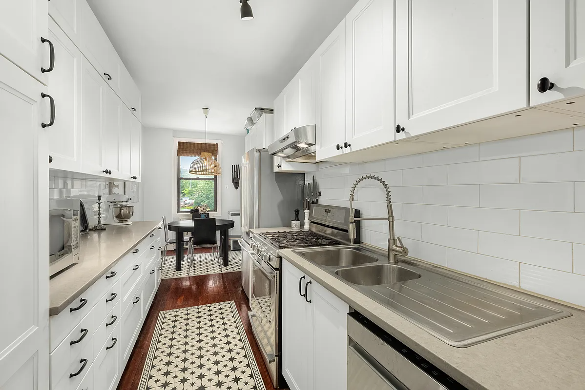 kitchen with white cabinets