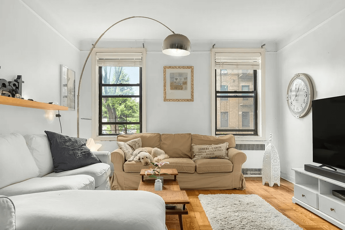 living room with two windows