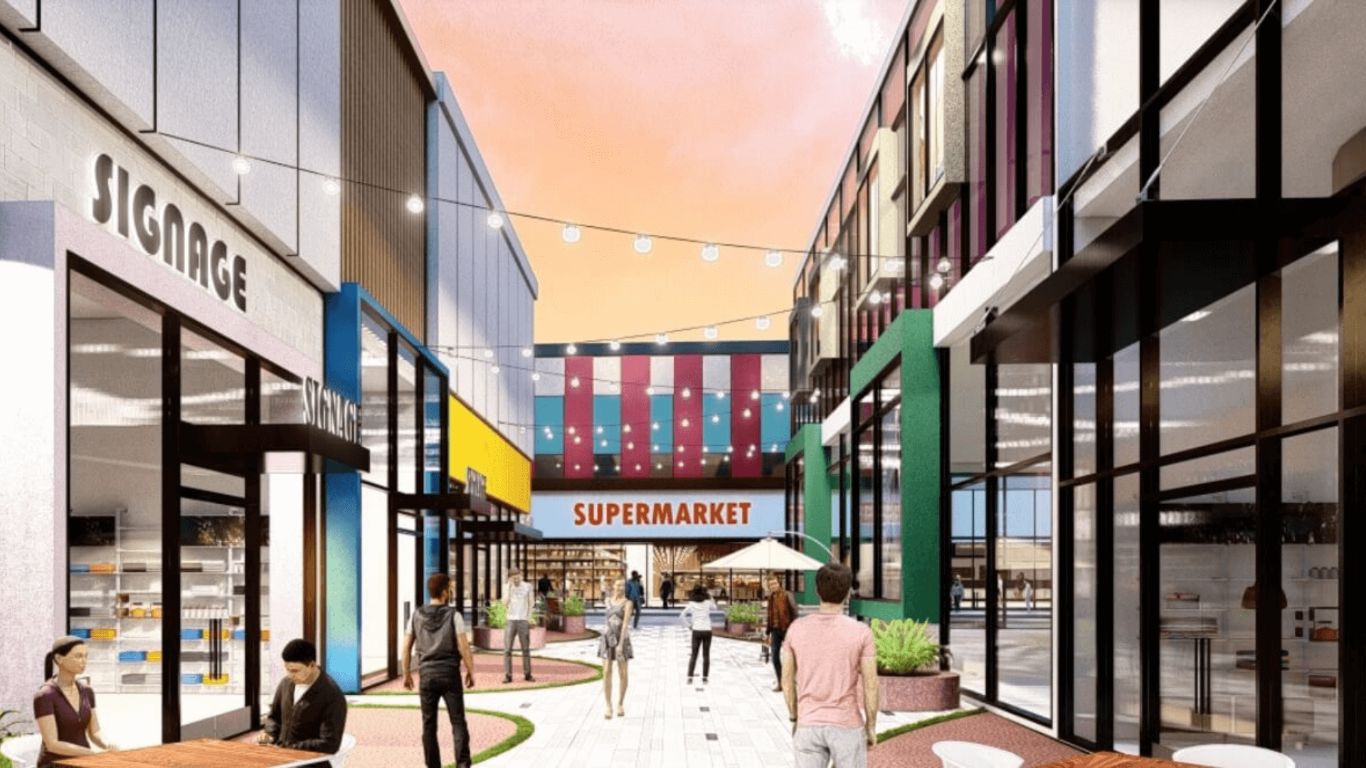 century 21 redevelopment-rendering of a colorful mall