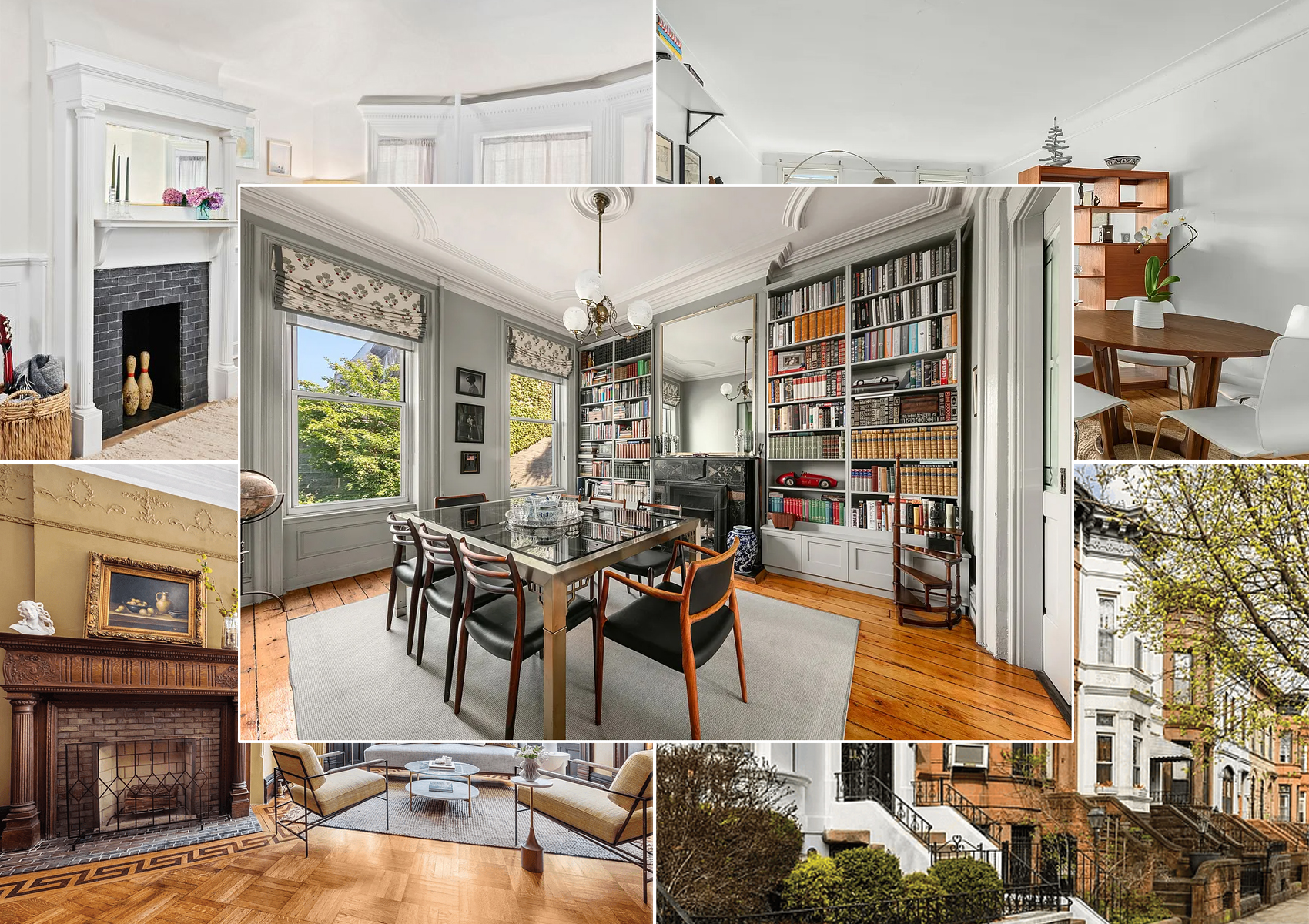 brooklyn listings - collage of interiors and exteriors of brooklyn houses for sale