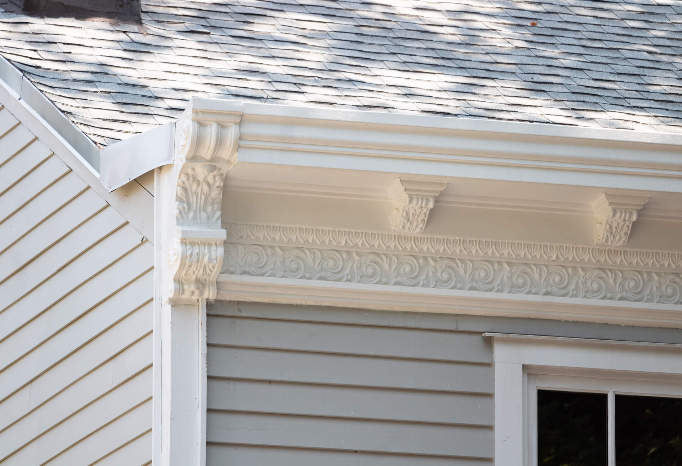 foliate details on the cornice and brackets