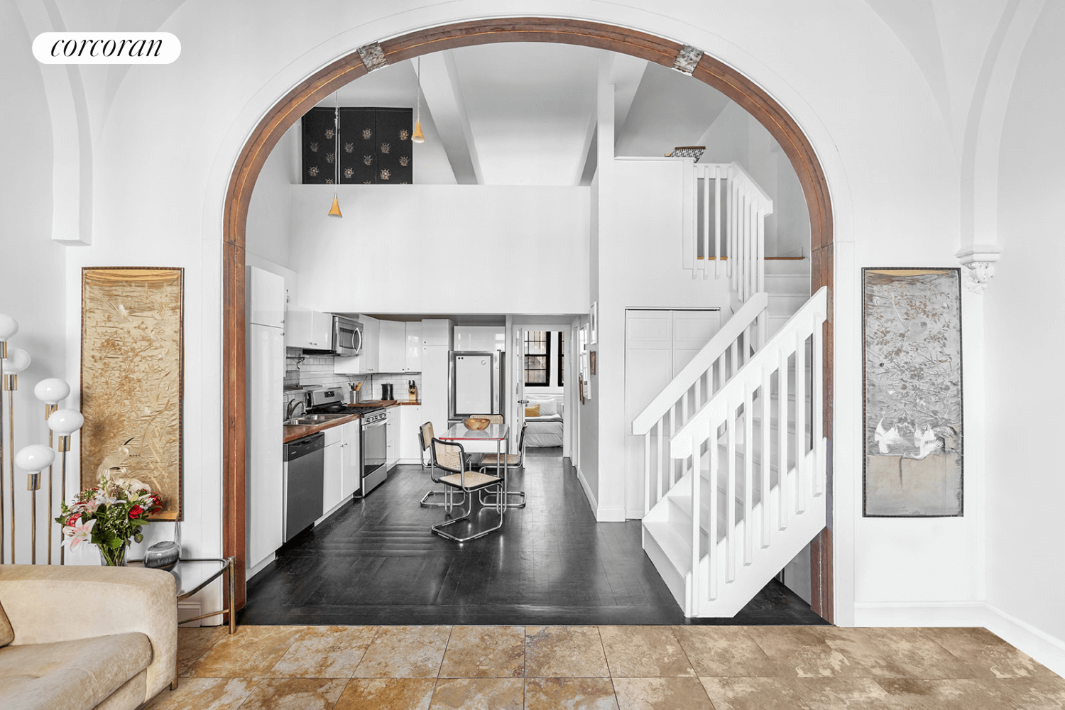 arched opening to the kitchen