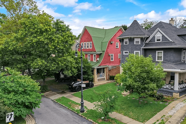 brooklyn open houses - aerial view of the red shingled house