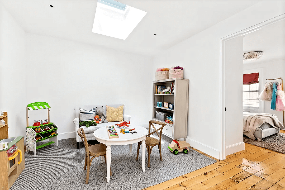 a skylight in the top floor den