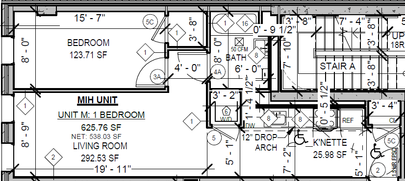 floorplan showing a one bedroom one bath unit