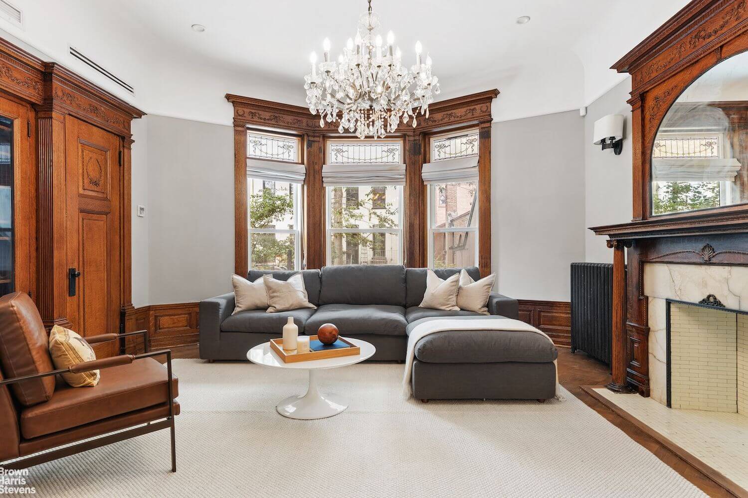 rear parlor with mantel and built-ins