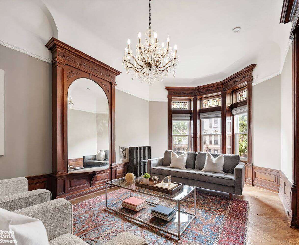 parlor with pier mirror and bay window