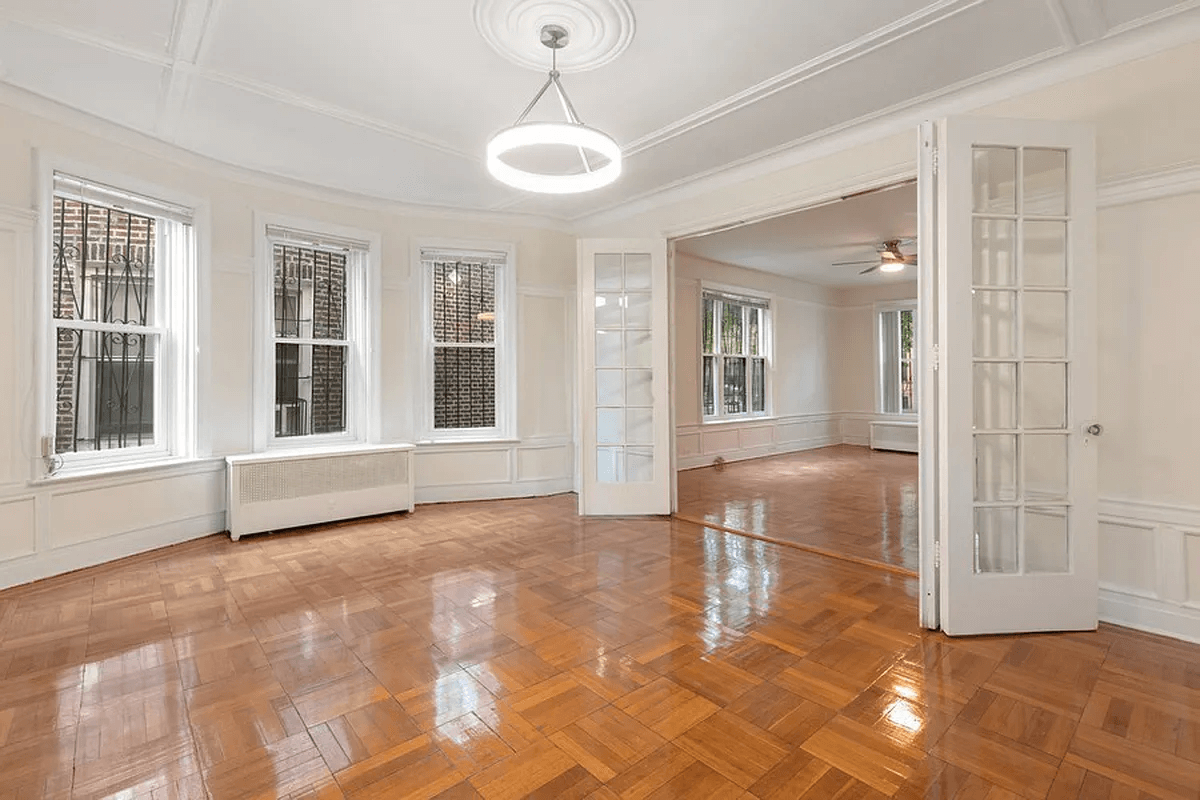 dining room with french doors open to living room