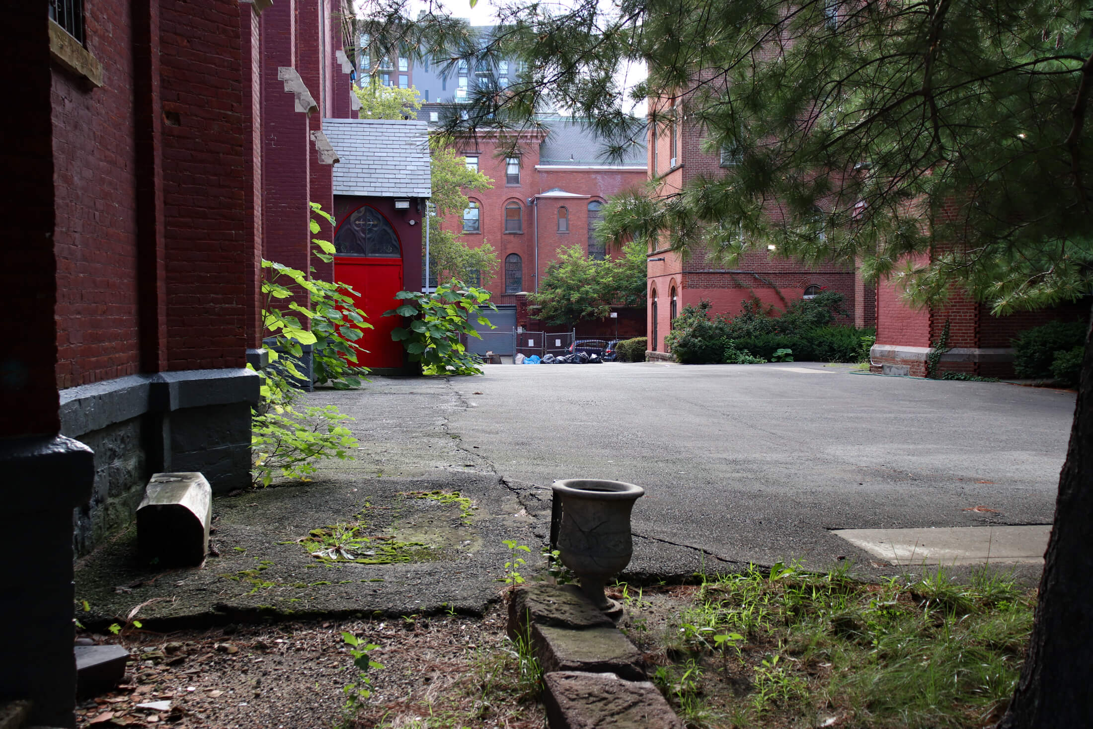 parking lot behind the church