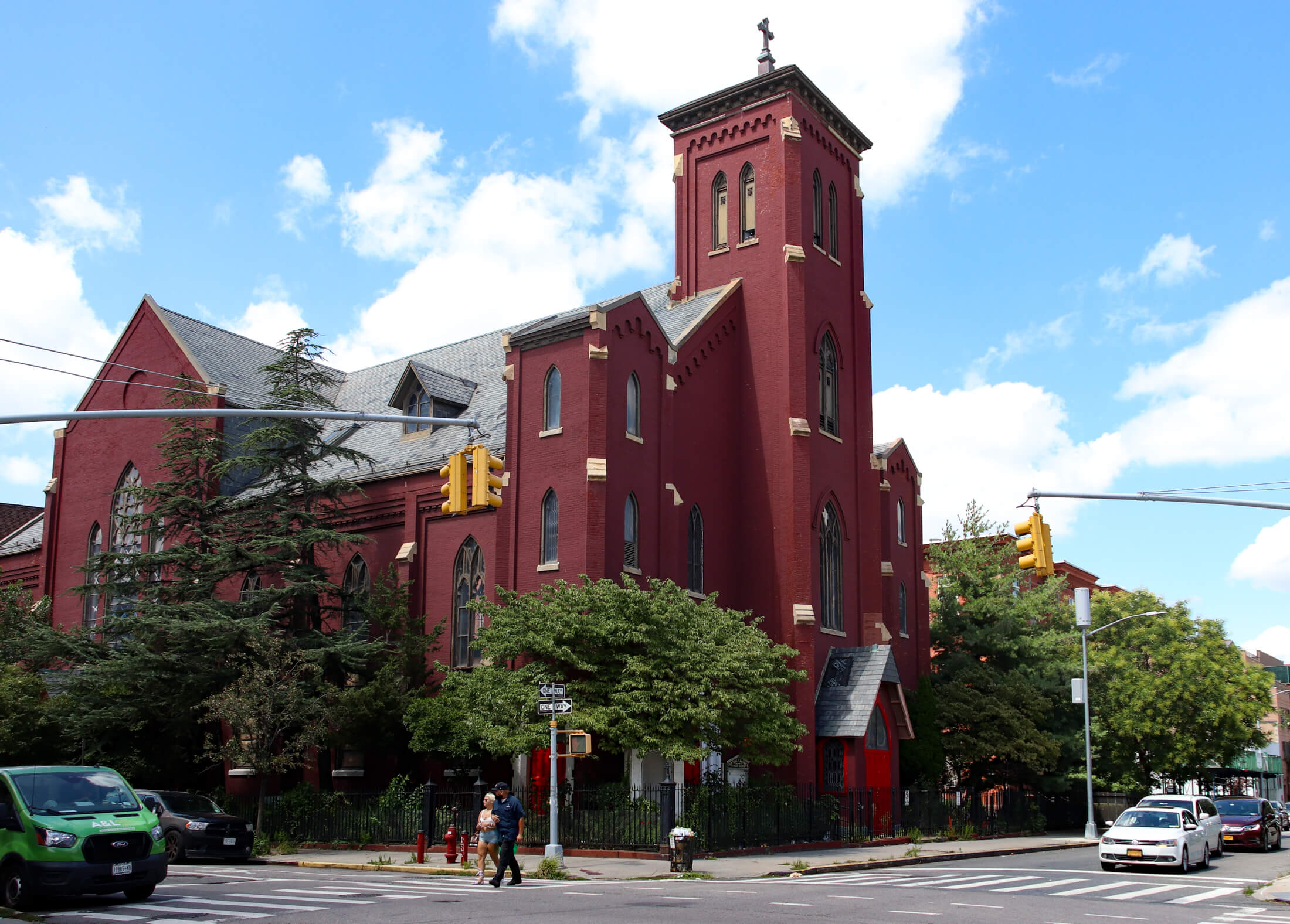 exterior of the gothic revival church