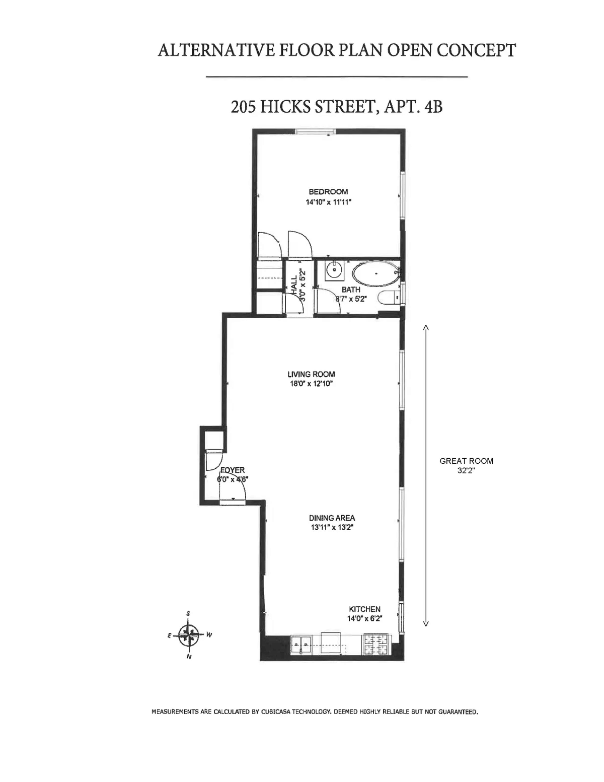 floorplan alternative - showing open plan possibility