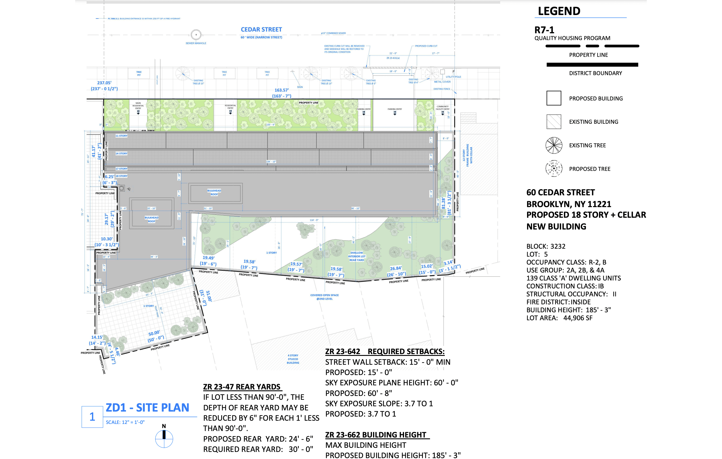 site plan showing the building and landscape
