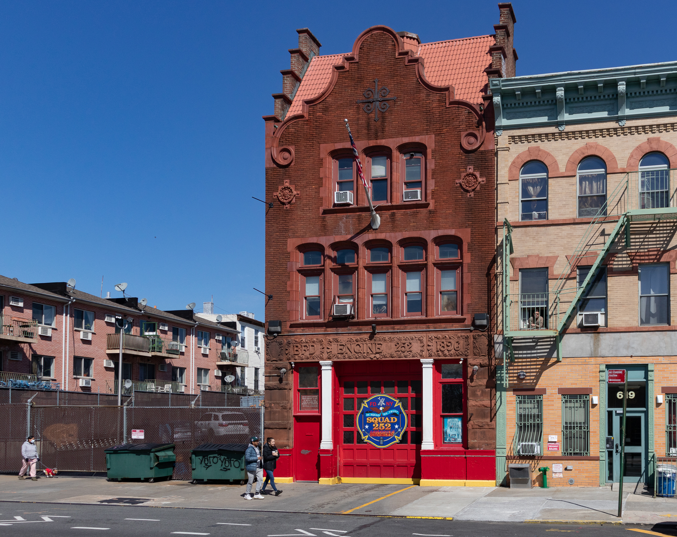 brooklyn firehouse - stepped gables of the firehouse in bushwick