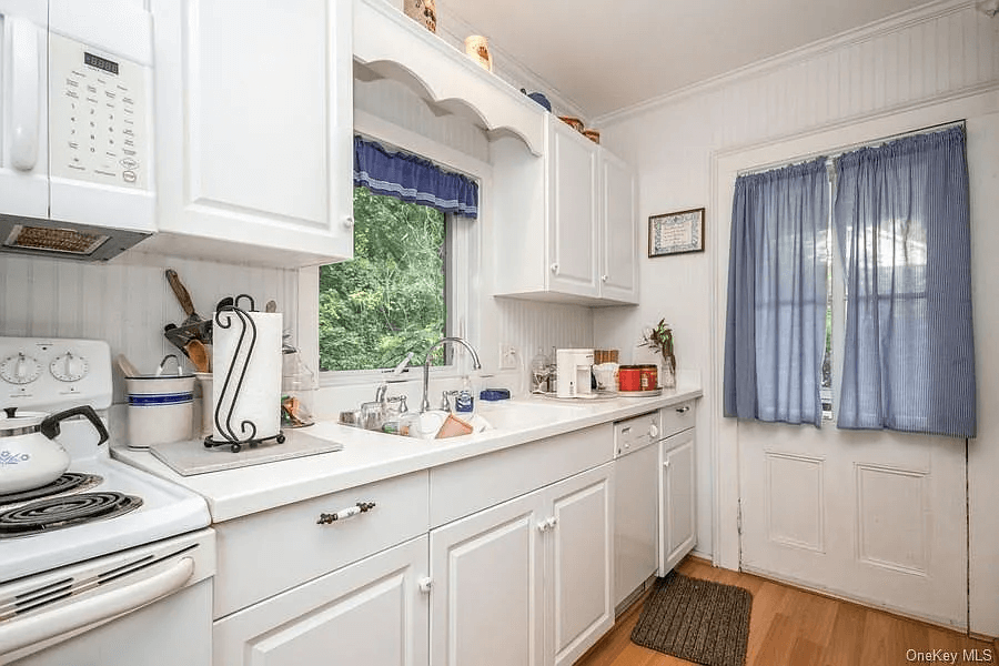 kitchen with white cabinets