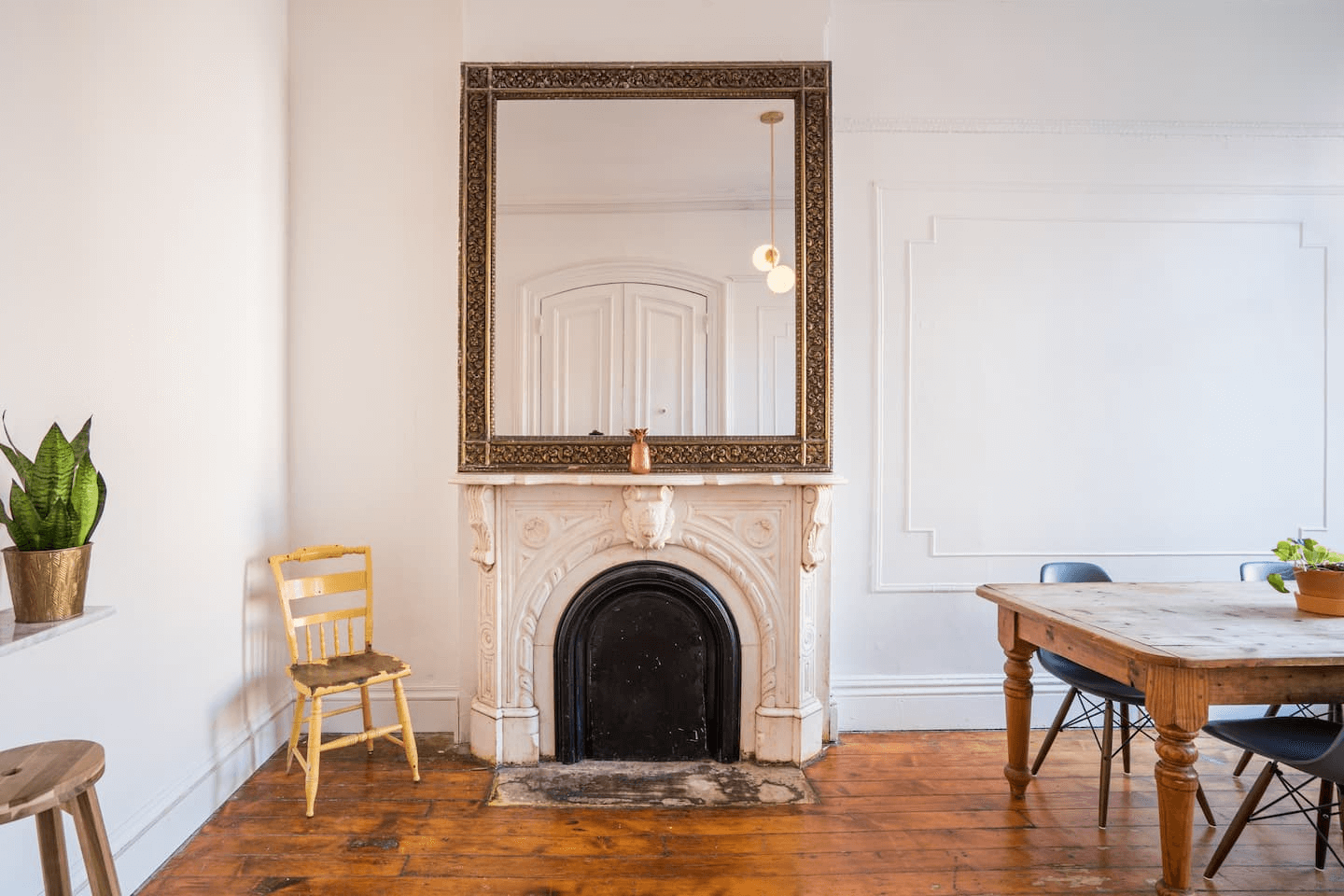 marble mantel in the living room