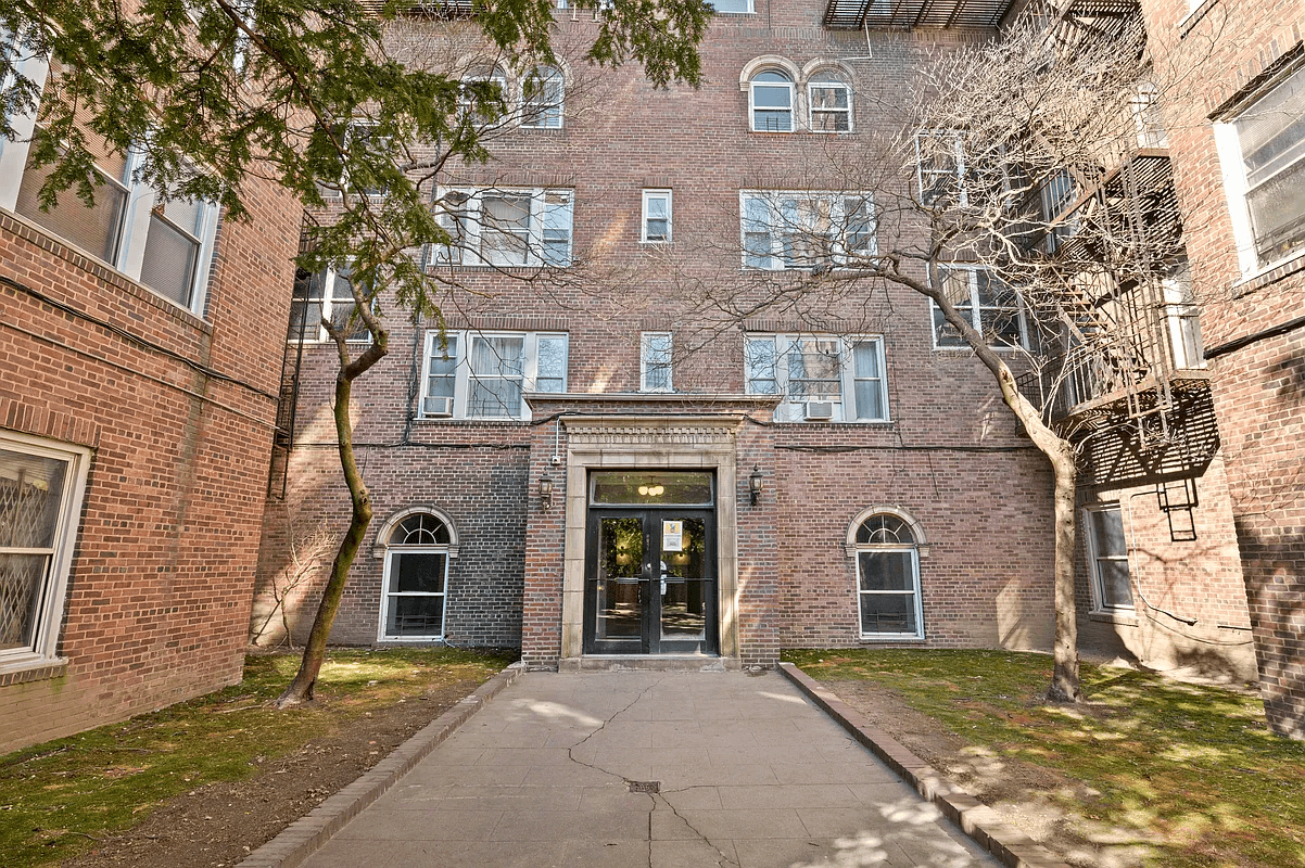 exterior of the brick building