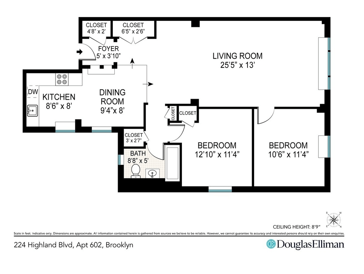 floorplan showing two bedrooms , one off the living room