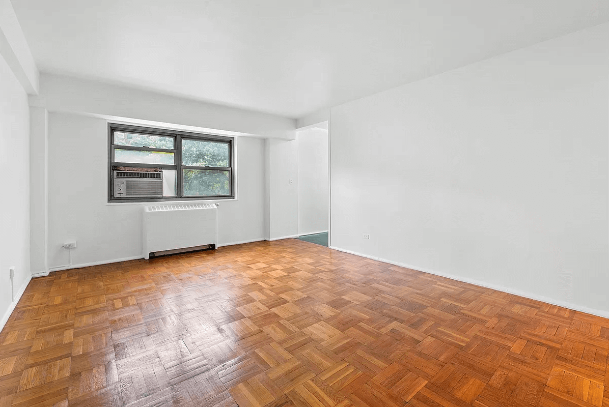 living room with parquet floor