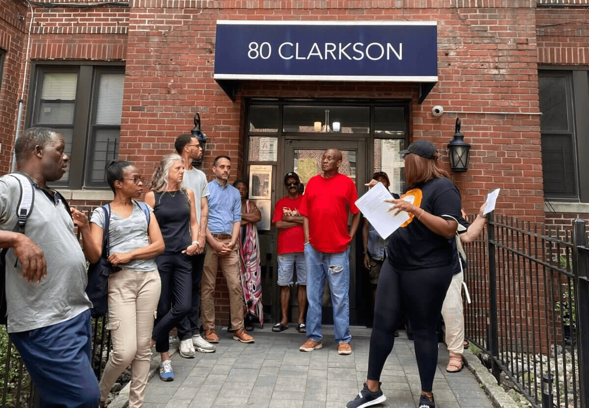 tenants rally outside 80 clarkson