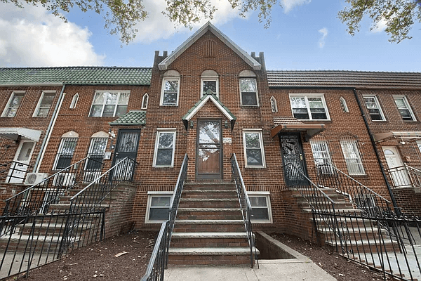 tapestry brick exterior of the row house