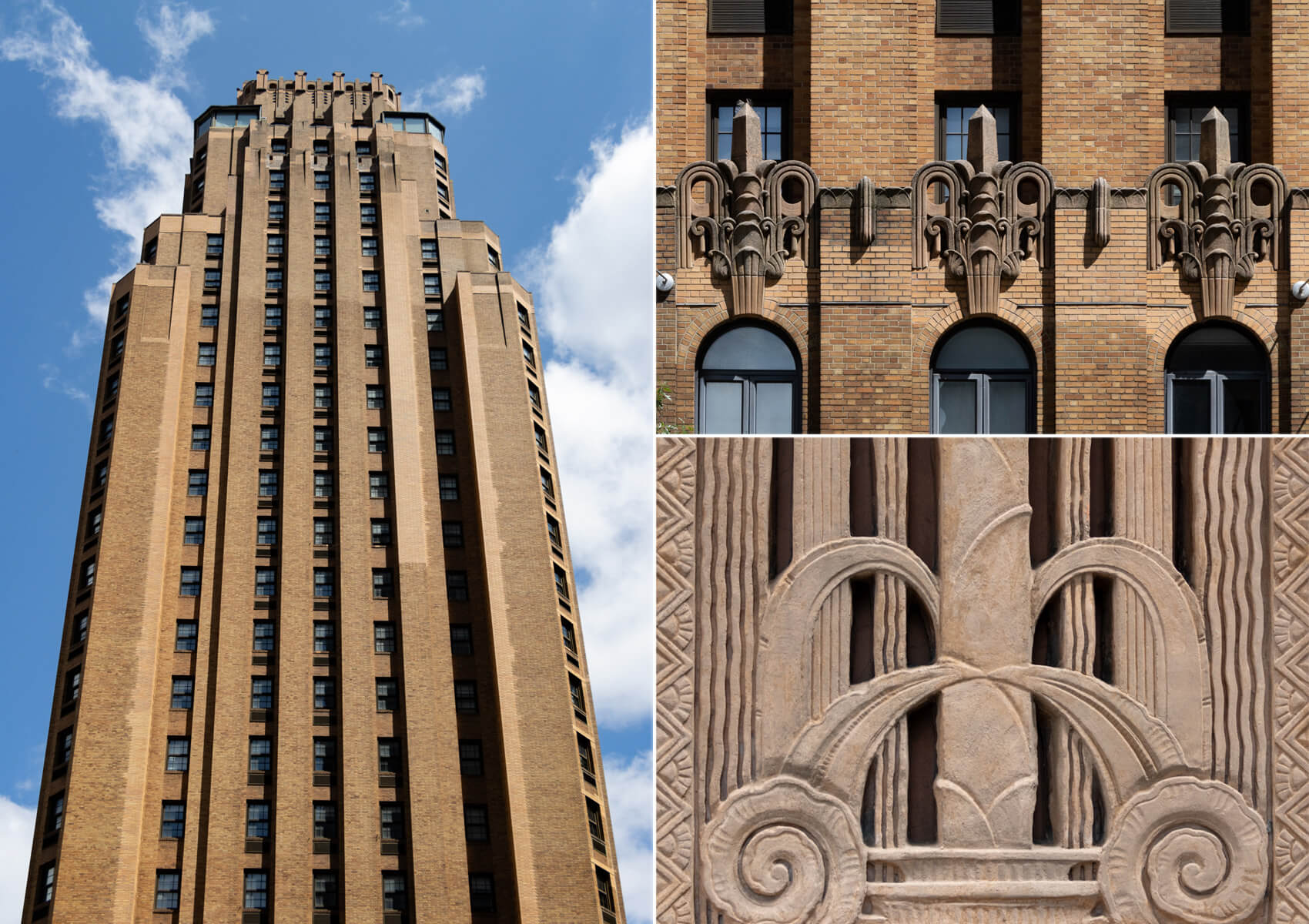 details of the art deco panhellenic tower