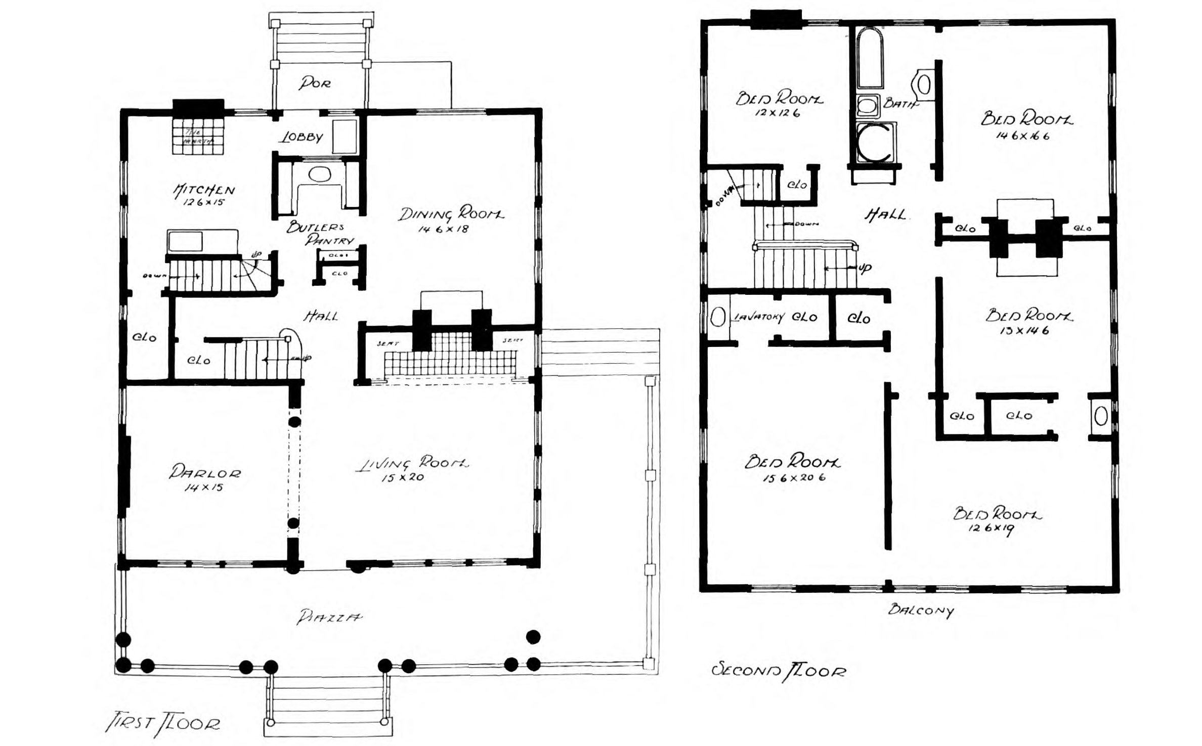 floor plans for the first and second floor