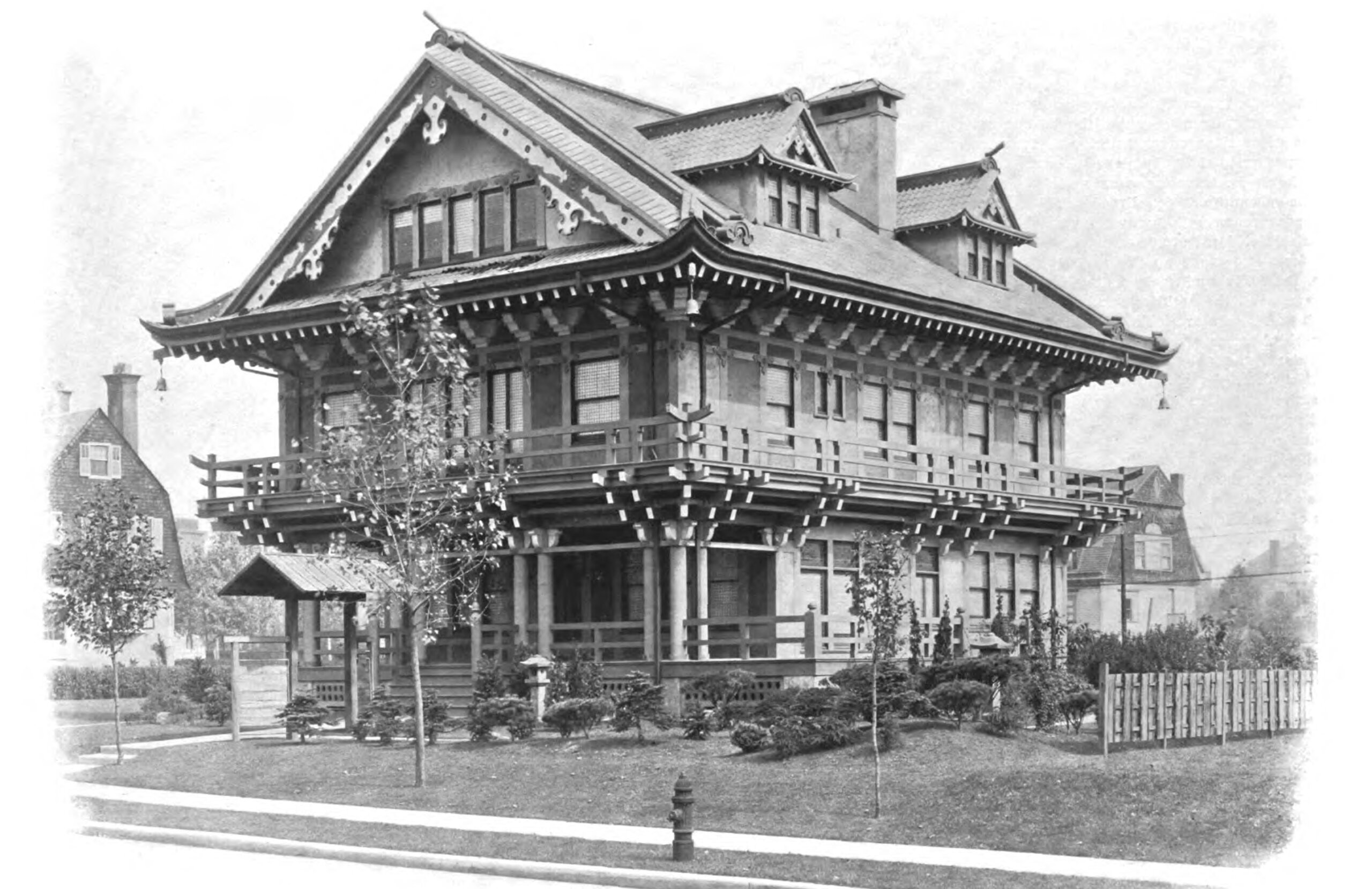 a black and white photo of the house