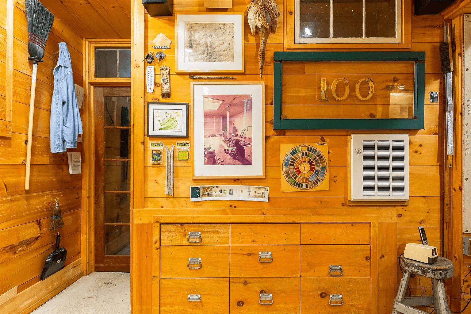 wood paneling in the studio