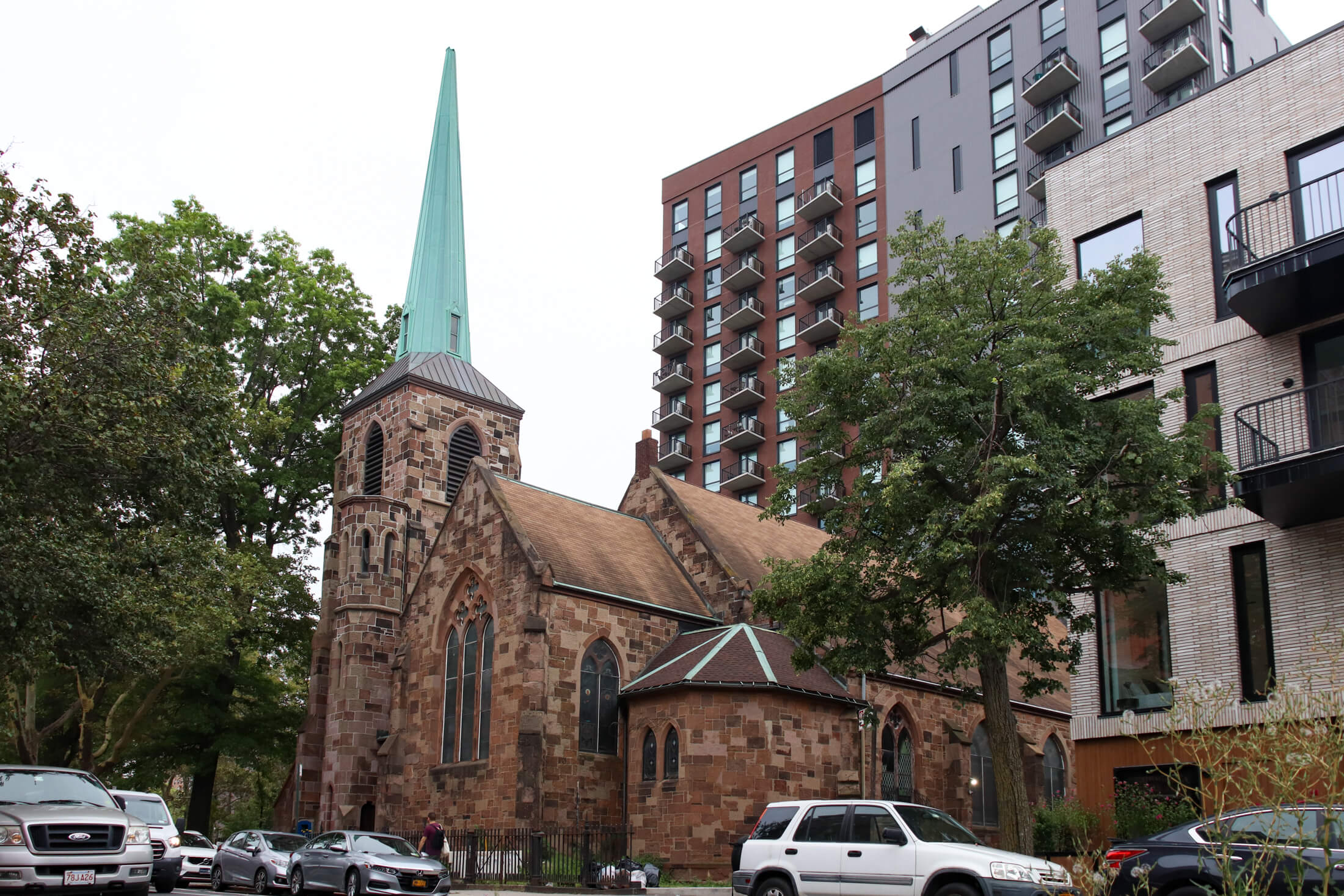 the stone church with a steeple