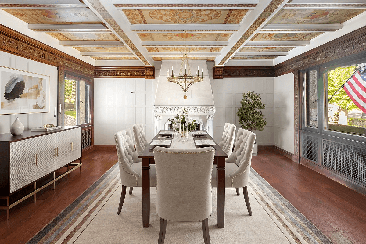 virtually staged dining room with white paint