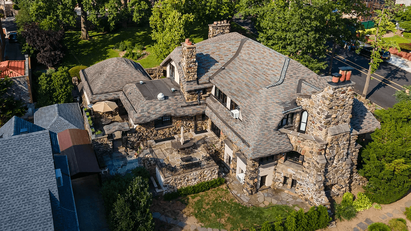 aerial view of two patios