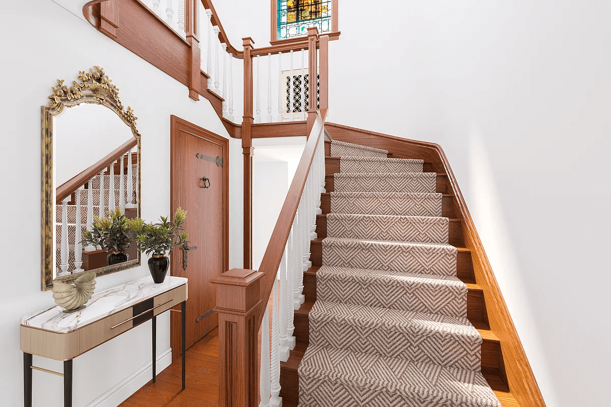 stair with stained glass window