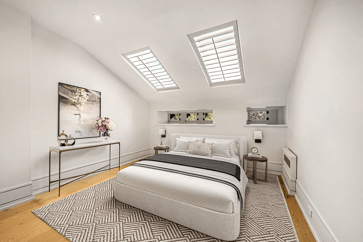 top floor bedroom with skylights