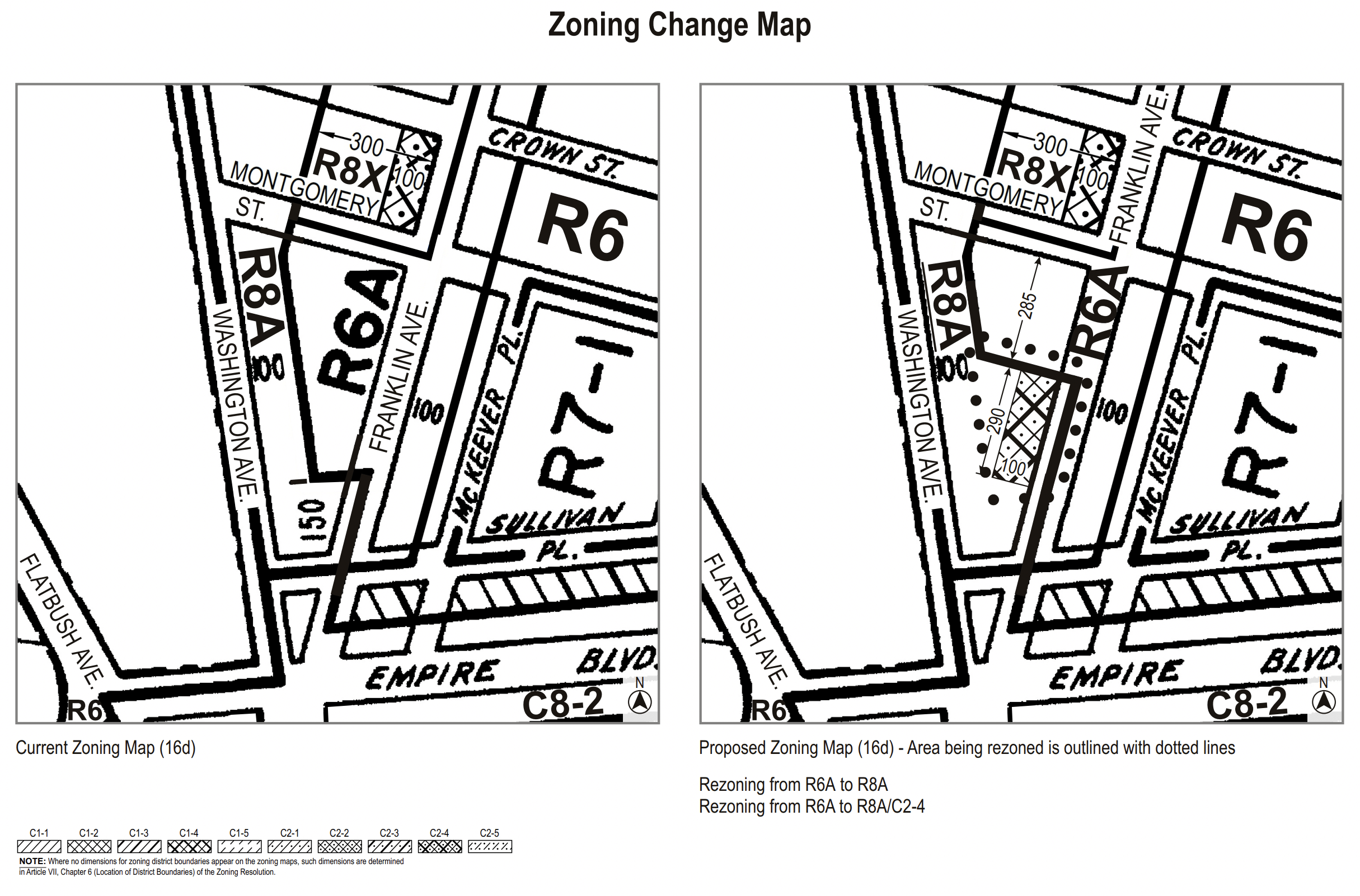 zoning maps showing the block on franklin avenue