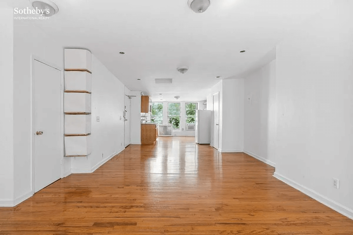 view from living room to kitchen