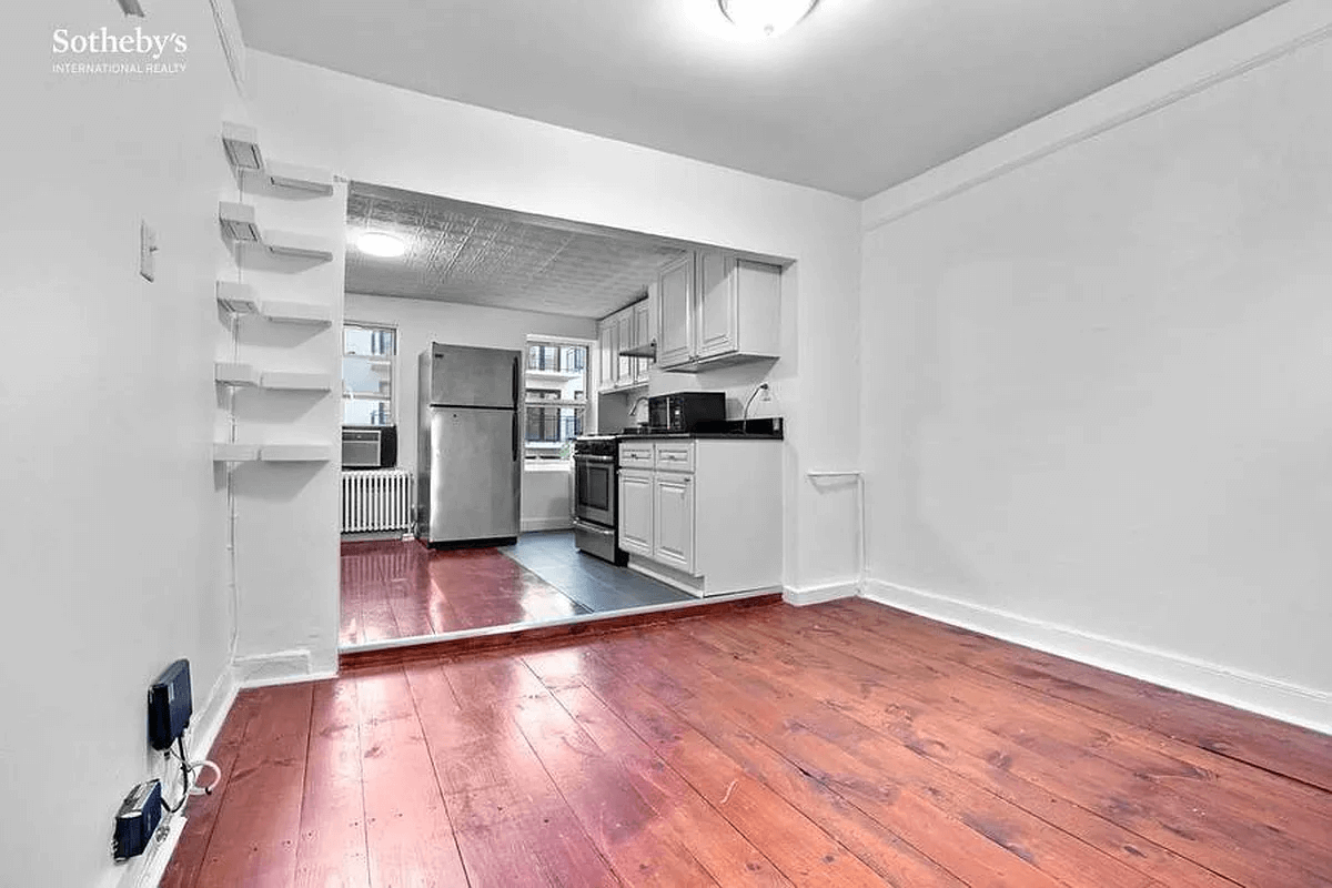 view from living room to kitchen